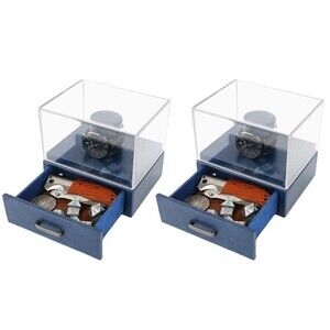 Watch Display Case Box Mens Leather Watch Stand Jewelry Box Organizer Blue GF